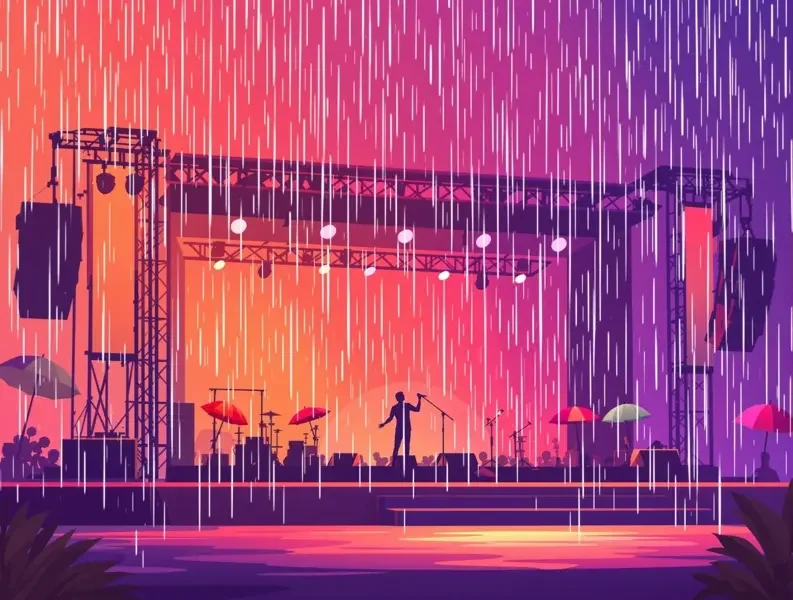音乐节现场突降大雨，艺人冒雨坚持演出 - 52吃瓜网